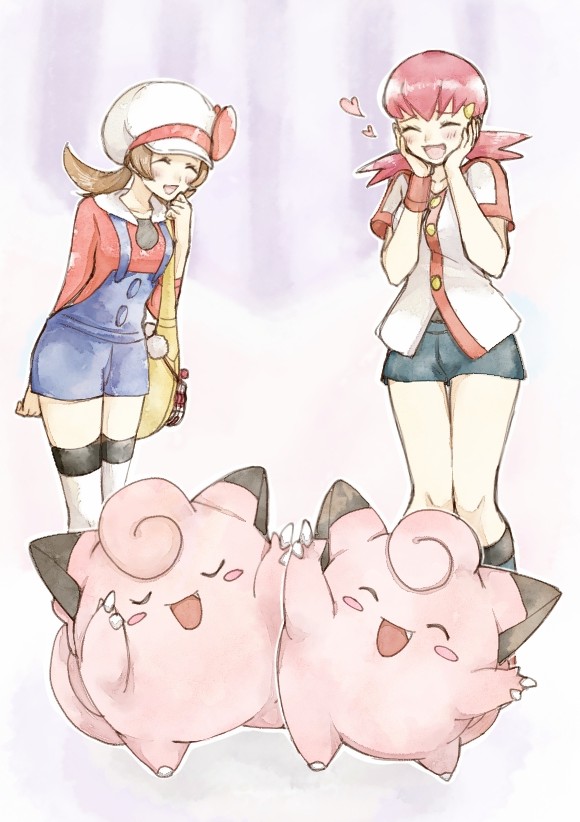 lyra, clefairy, and whitney (pokemon and 1 more) drawn by asuka_rkgk