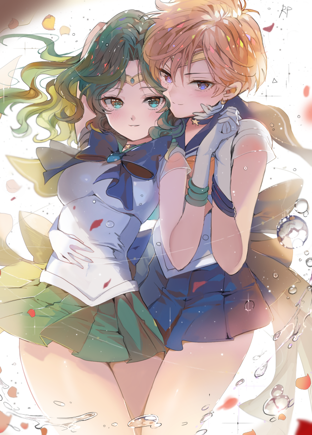 ten'ou haruka, kaiou michiru, sailor uranus, sailor neptune, super sailor neptune, and 1 more (bishoujo senshi sailor moon) drawn by repi