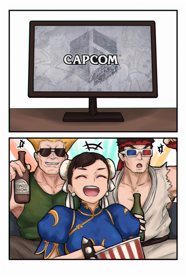 chun-li, ryu, and guile (street fighter and 2 more) drawn by hershuar