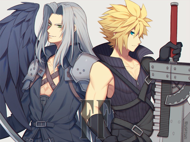cloud strife and sephiroth (final fantasy and 2 more) drawn by wusagi2