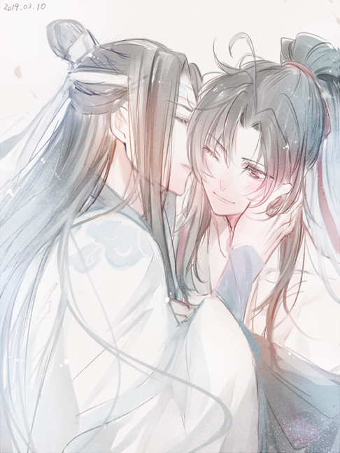 wei wuxian and lan wangji (modao zushi) drawn by rakkyhappy