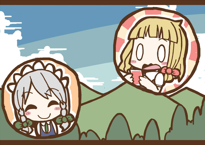 kirisame marisa and izayoi sakuya (touhou) drawn by adomi