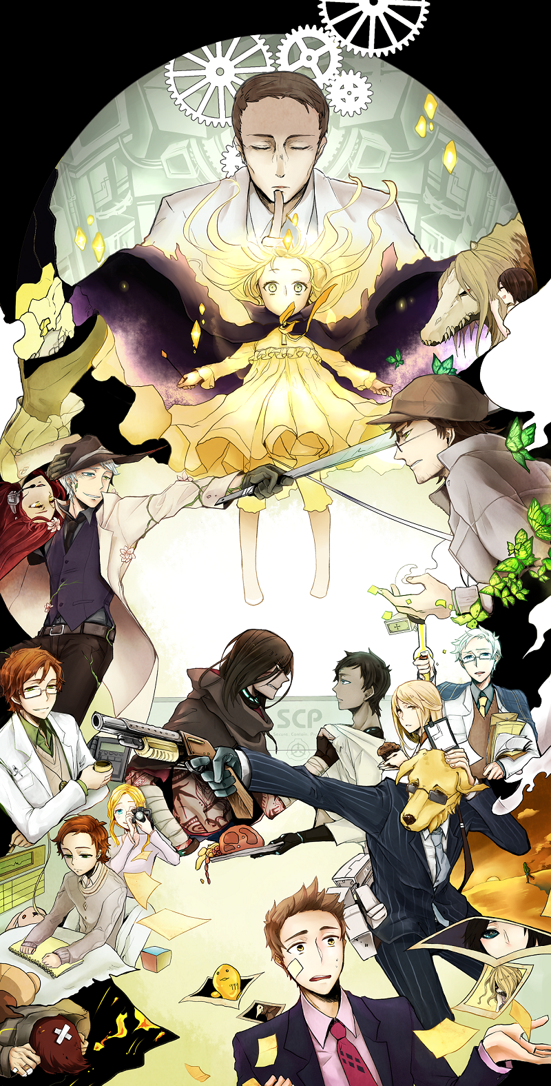nameko, scp-682, alto clef, scp-076-2, kondraki, and 16 more (scp foundation and 1 more) drawn by hongcha_(roels)