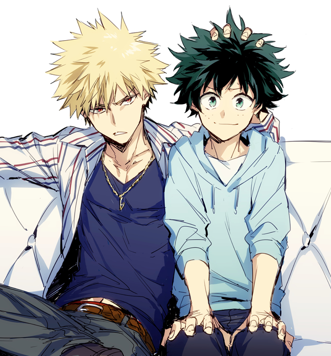 midoriya izuku and bakugou katsuki (boku no hero academia) drawn by hegi