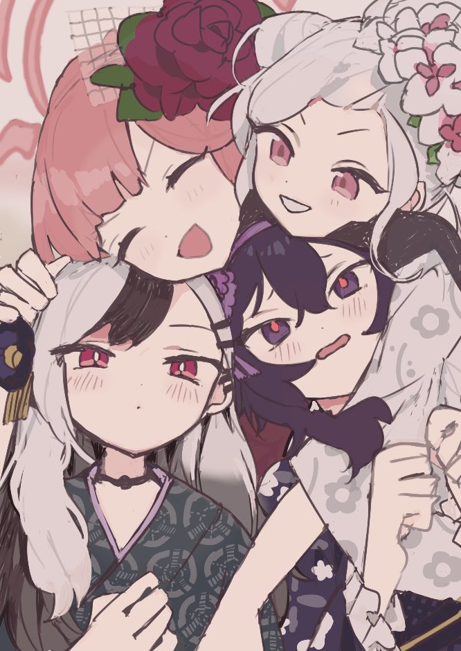kayoko, aru, mutsuki, and haruka (blue archive) drawn by mochisiku
