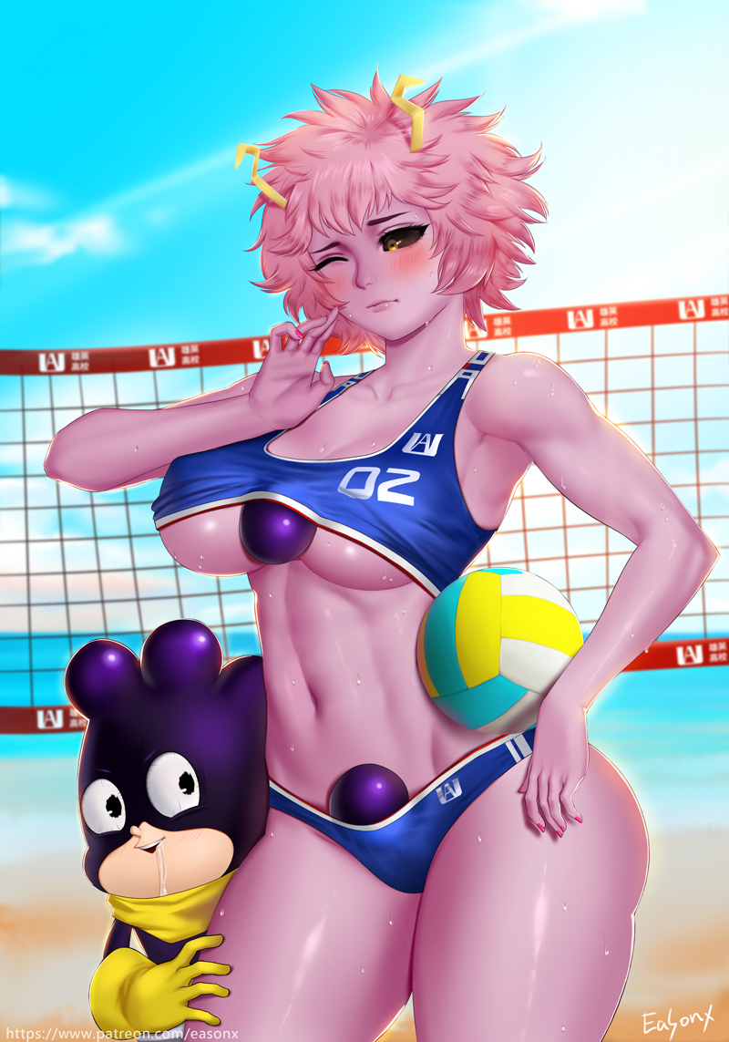 ashido mina and mineta minoru (boku no hero academia) drawn by easonx