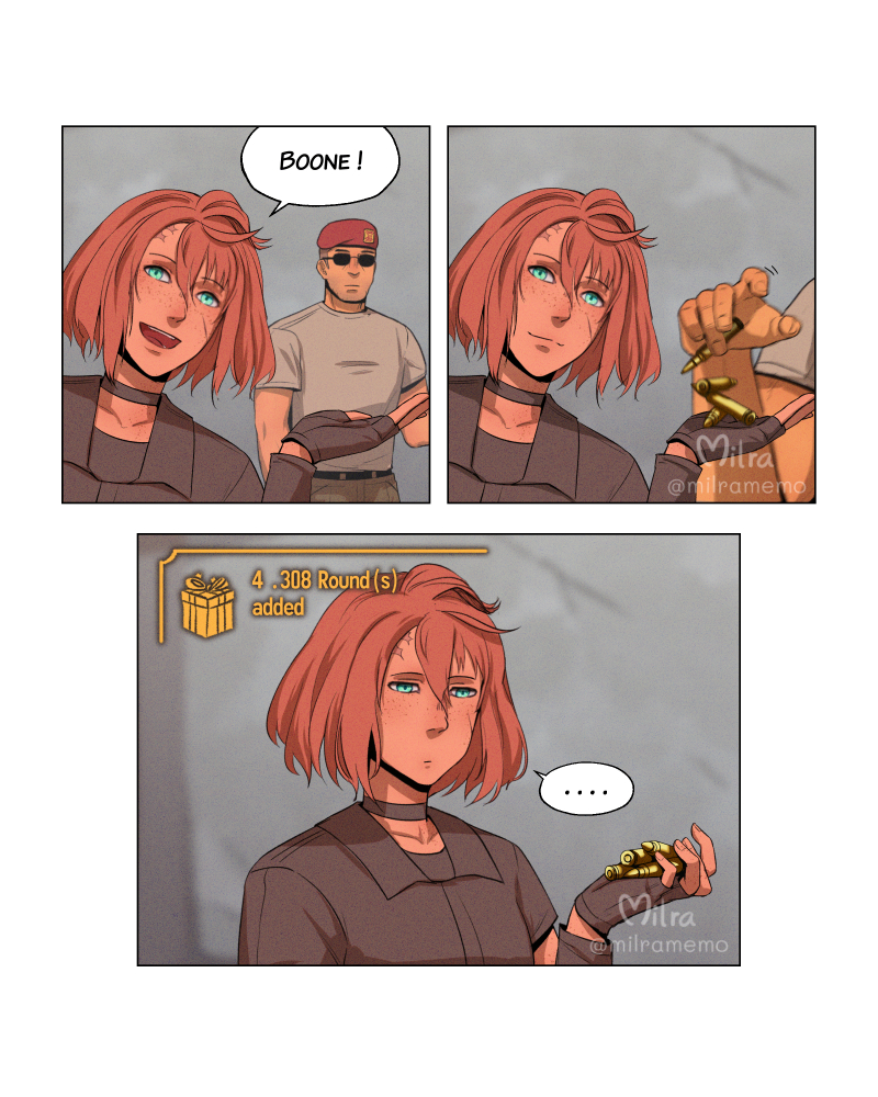 courier, noelle rutherford, and craig boone (fallout and 1 more) drawn by milramemo