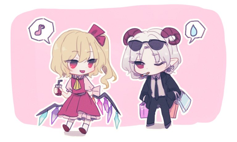 flandre scarlet and toutetsu yuuma (touhou) drawn by huwa_333