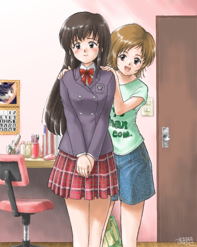 joushima ayumi and joushima satori (okashi na futari) drawn by ooyuki