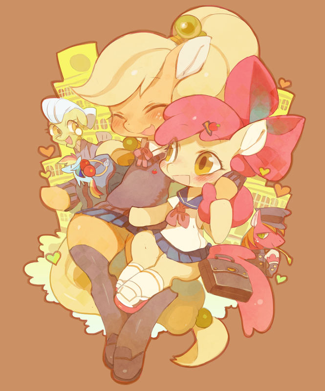 rainbow dash, applejack, apple bloom, big macintosh, and granny smith (my little pony and 1 more) drawn by rikose