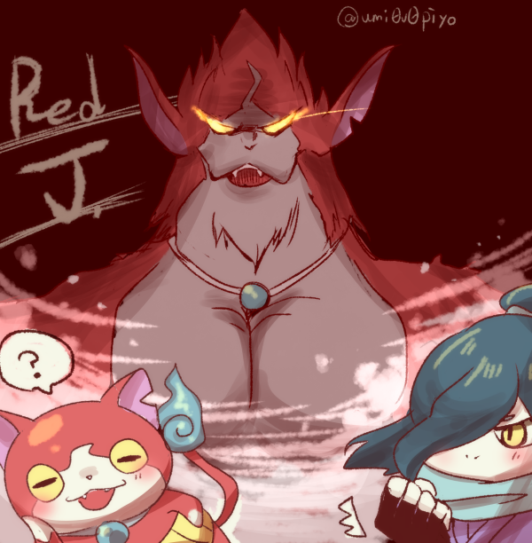 jibanyan, orochi, and red j (youkai watch) drawn by umi_(srtm07)