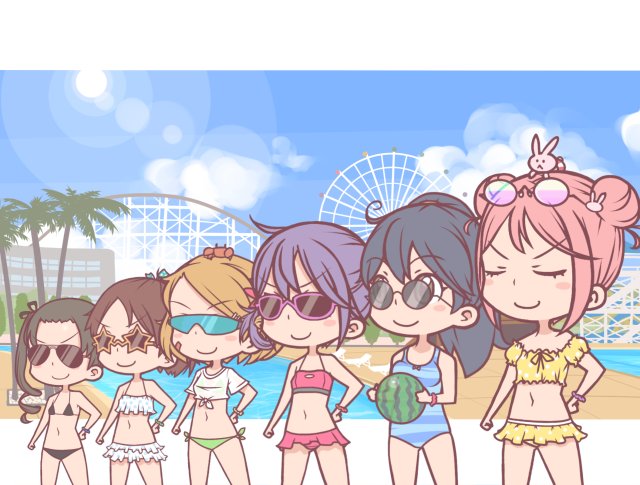 ushio, akebono, sazanami, oboro, shikinami, and 1 more (kantai collection) drawn by pori_(poritan81)