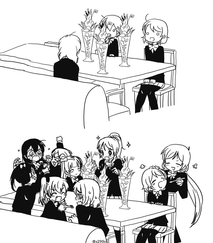 nishikino maki, tojo nozomi, sonoda umi, yazawa nico, ayase eli, and 4 more (love live! and 1 more) drawn by neko_(bio-cat)