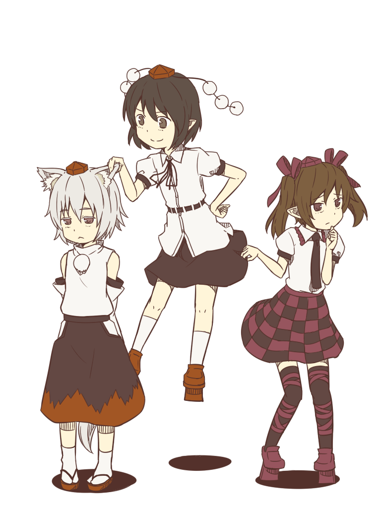 shameimaru aya, inubashiri momiji, and himekaidou hatate (touhou) drawn by kawashina_(momen_silicon)