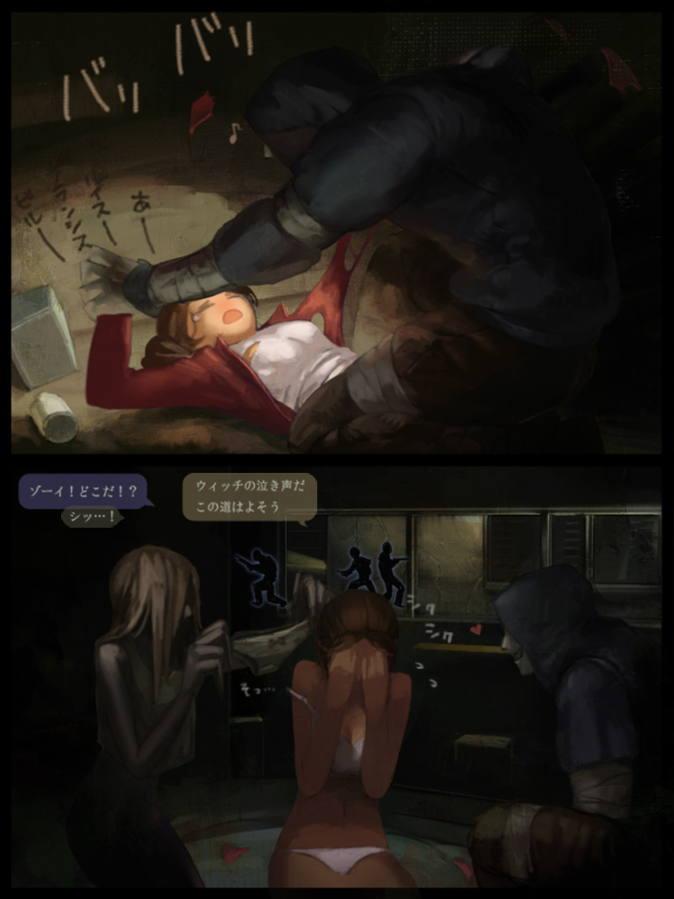 zoey, witch, hunter, louis, bill, and 1 more (left 4 dead and 1 more) drawn by sage_(mami1210)