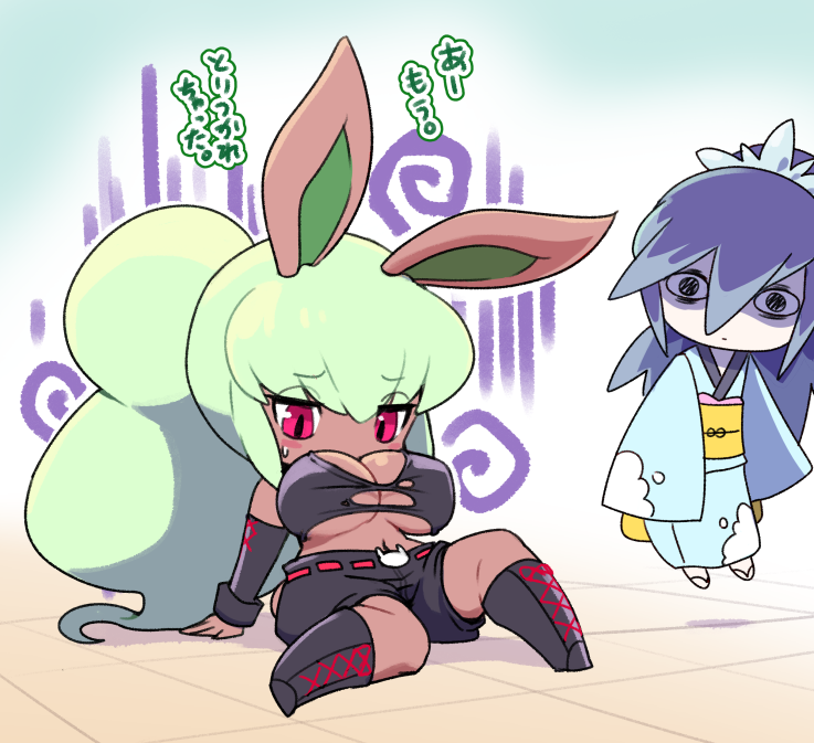 fubukihime and bunny mint (youkai watch and 1 more) drawn by nollety