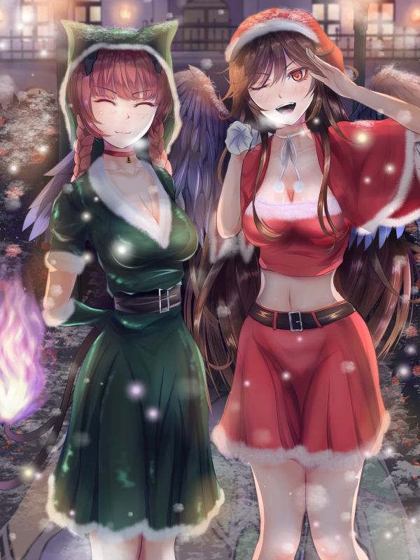 kaenbyou rin and reiuji utsuho (touhou) drawn by niradama_(nira2ratama)