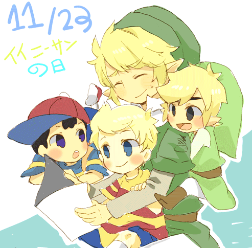 link, toon link, ness, and lucas (the legend of zelda and 6 more) drawn by popupopo