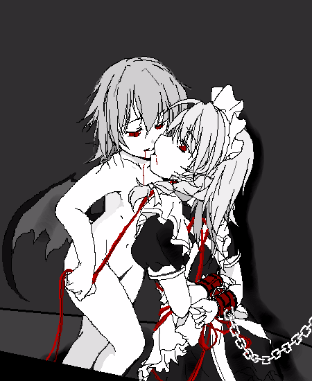 remilia scarlet and izayoi sakuya (touhou) drawn by naki-usagi