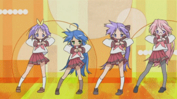 hiiragi kagami, izumi konata, hiiragi tsukasa, and takara miyuki (lucky star)