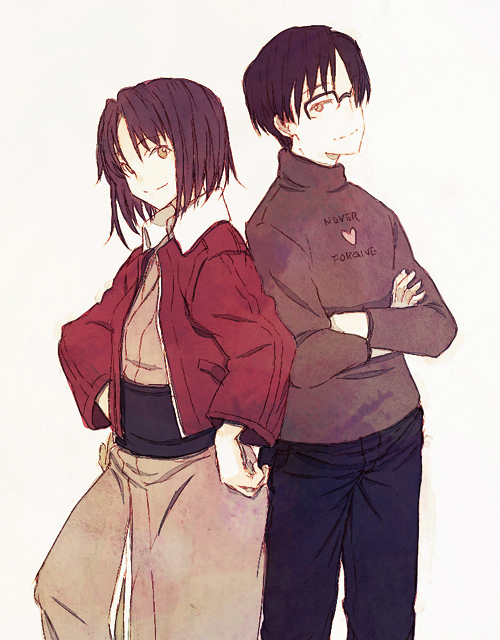 ryougi shiki and kokutou mikiya (kara no kyoukai) drawn by yukiguni_(ykgn)