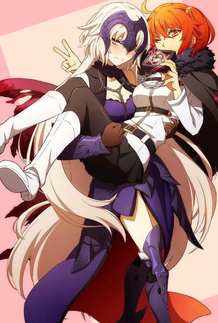 fujimaru ritsuka and jeanne d'arc alter (fate and 1 more) drawn by oiun