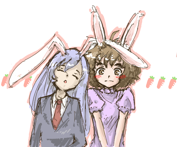 reisen udongein inaba and inaba tewi (touhou) drawn by rotya