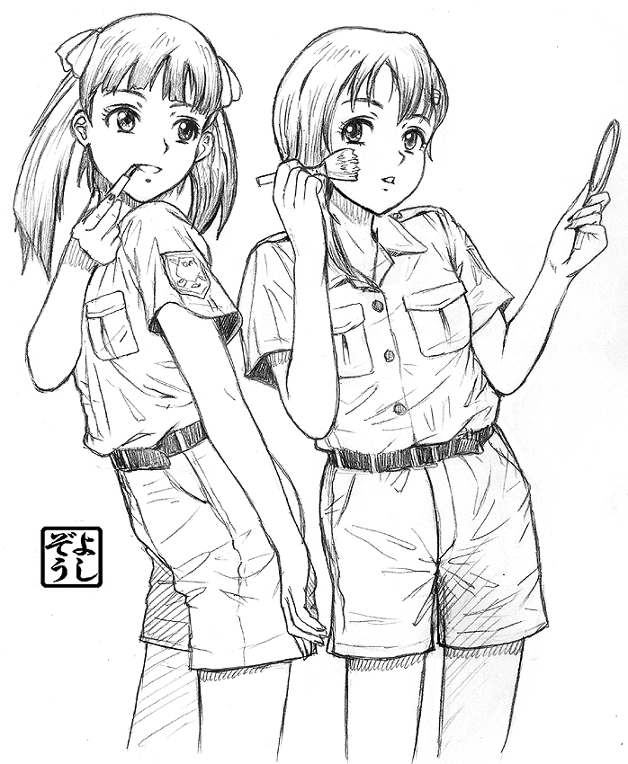 sorami kanata and suminoya kureha (sora no woto) drawn by yoshikawa_kazunori