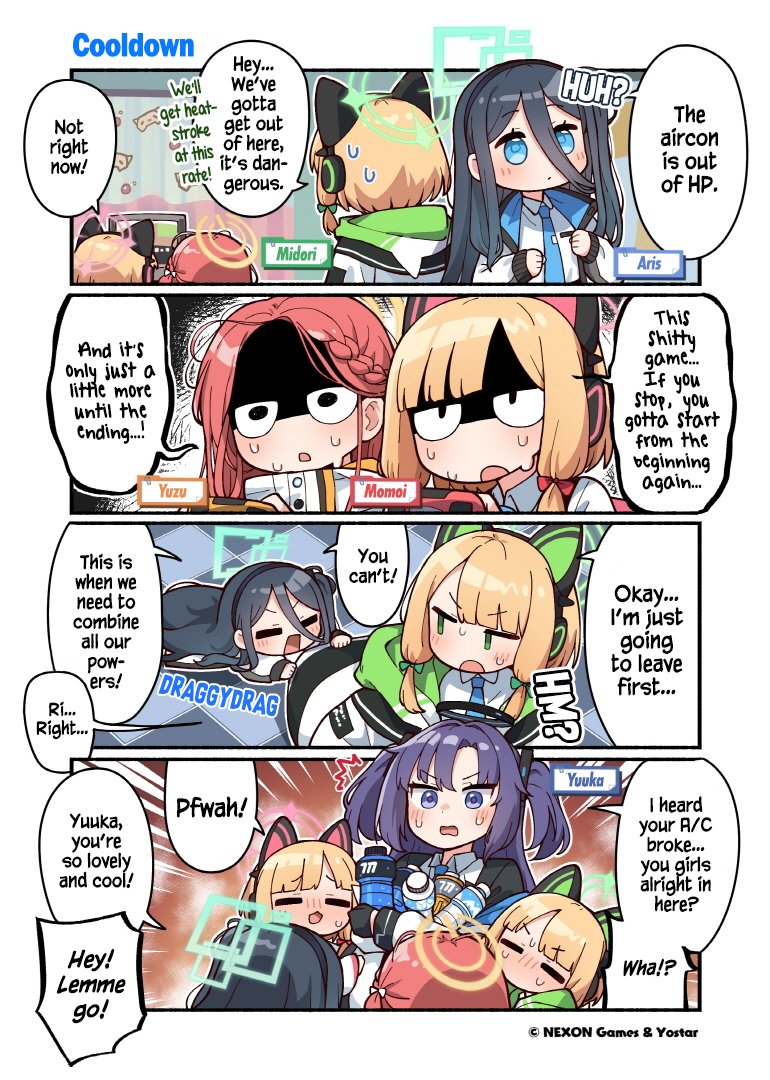yuuka, aris, momoi, midori, and yuzu (blue archive) drawn by donmin_h