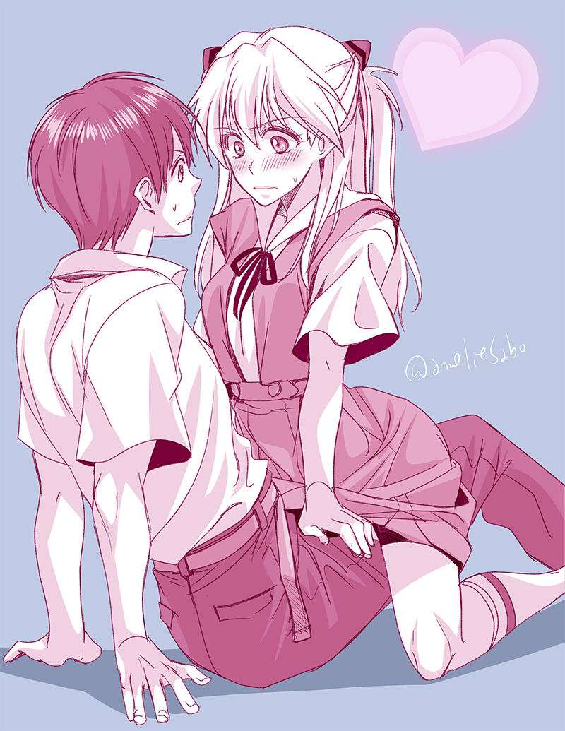 souryuu asuka langley and ikari shinji (neon genesis evangelion) drawn by amelie