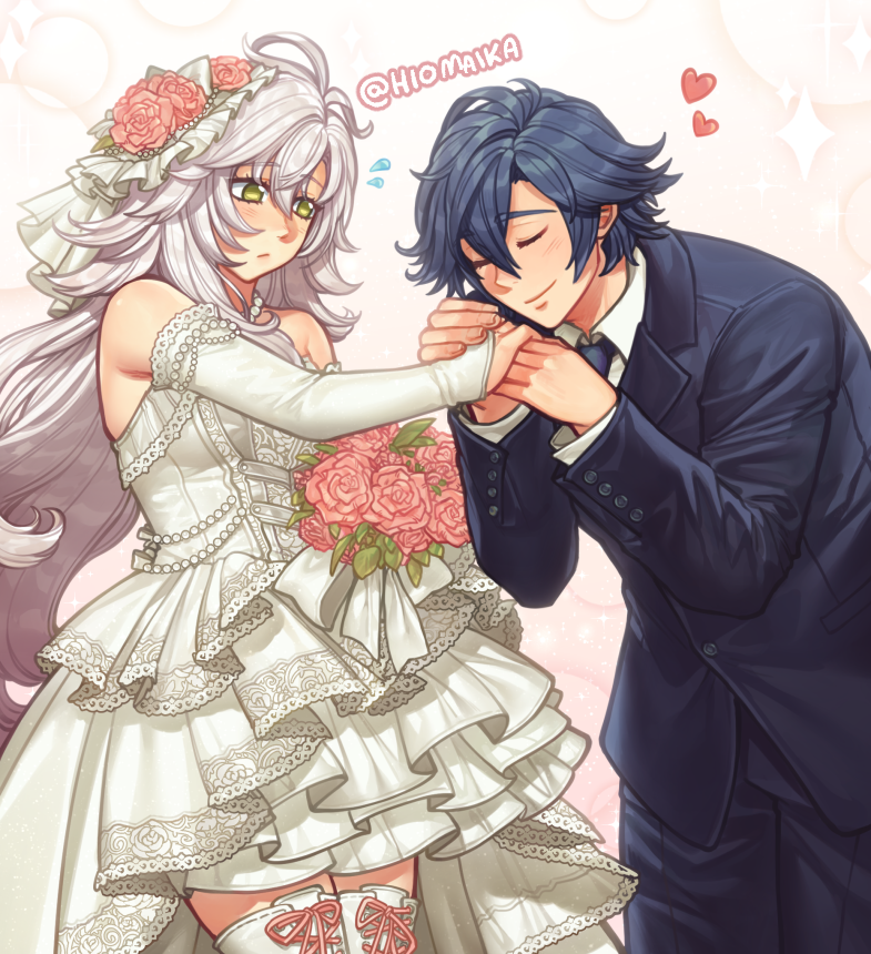 rean schwarzer and fie claussell (eiyuu densetsu and 1 more) drawn by hiomaika