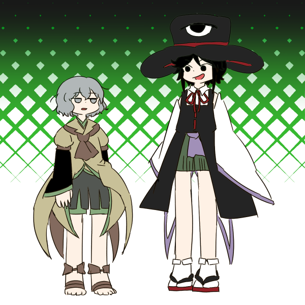 enraku tsubakura and houlen yabusame (len'en) drawn by chikafumikou