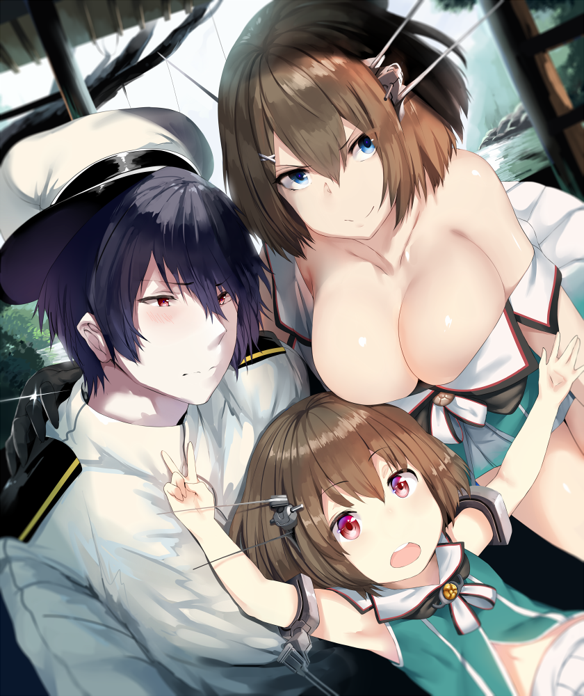admiral, maya, and maya kai ni (kantai collection) drawn by hews