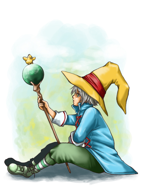 black mage, hope estheim, and chicobo (final fantasy and 1 more) drawn by regorock