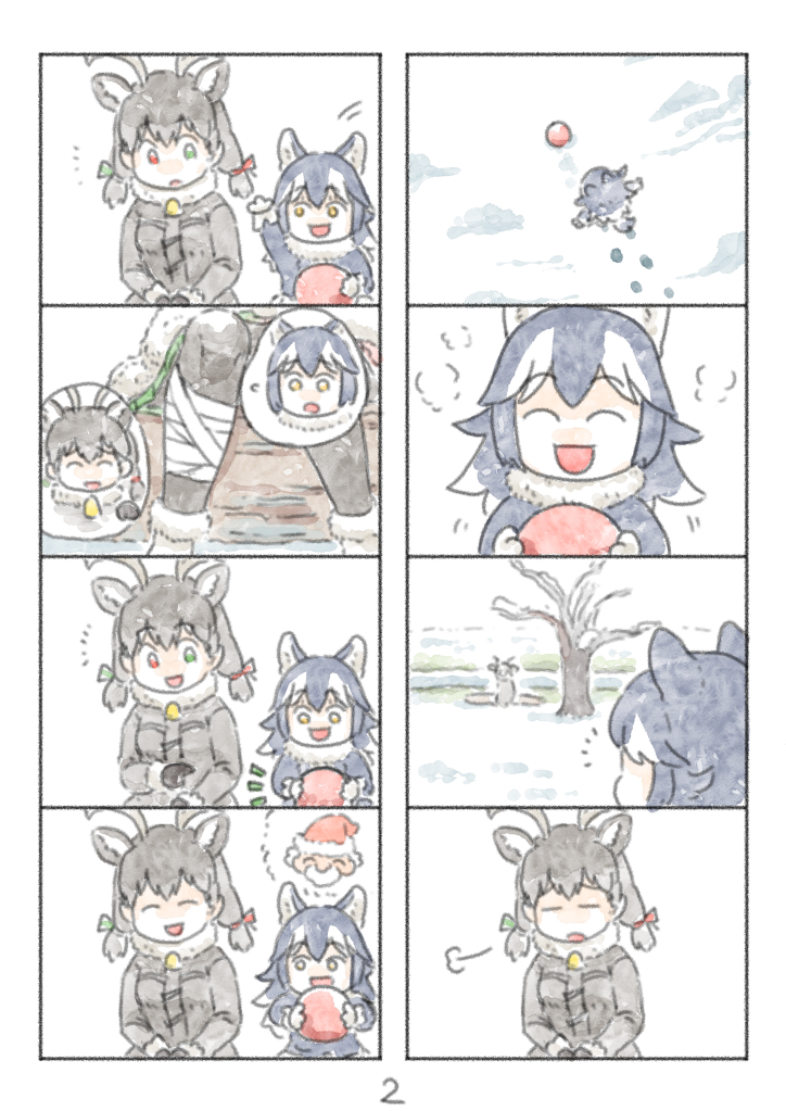 grey wolf and reindeer (kemono friends) drawn by murakami_kou_(raye)