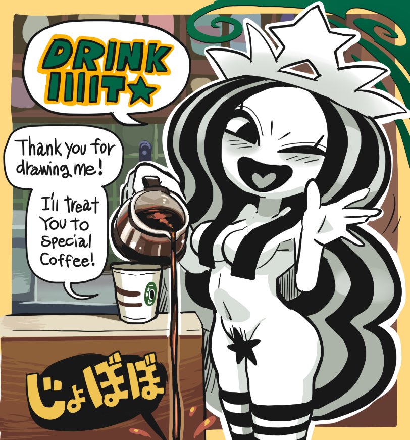 starbucks siren and stb-chan (starbucks) drawn by gashi-gashi