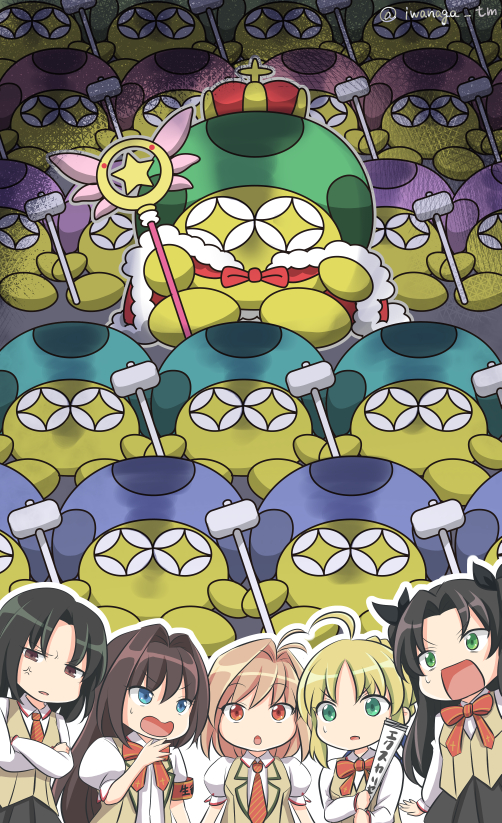 artoria pendragon, saber, tohsaka rin, arcueid brunestud, ryougi shiki, and 3 more (fate and 6 more) drawn by iwanaga_tm