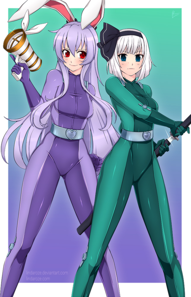 konpaku youmu and reisen udongein inaba (touhou and 1 more) drawn by lindaroze
