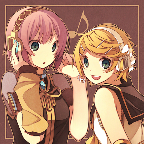 kagamine rin and megurine luka (vocaloid) drawn by hijiri_(resetter)