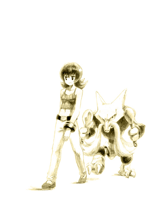 sabrina and alakazam (pokemon and 1 more) drawn by chiba_(tibaacss)