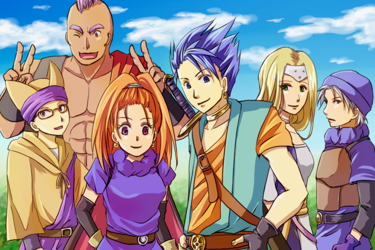 barbara, mireyu, hero, terry, hassan, and 1 more (dragon quest and 1 more) drawn by hda