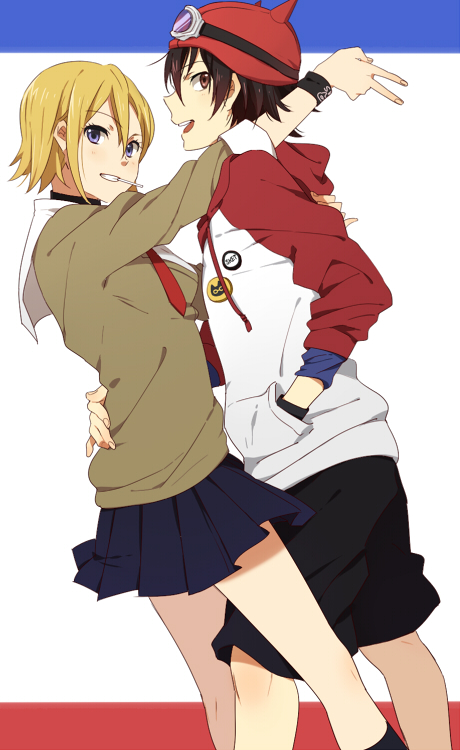 onizuka hime and fujisaki yuusuke (sket dance) drawn by karuha