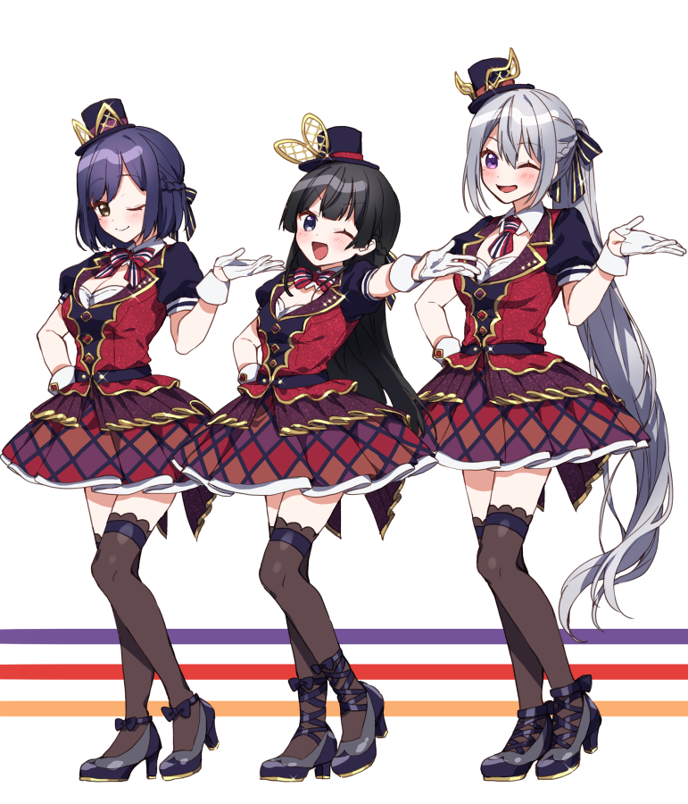 tsukino mito, higuchi kaede, and shizuka rin (nijisanji) drawn by yamabukiiro