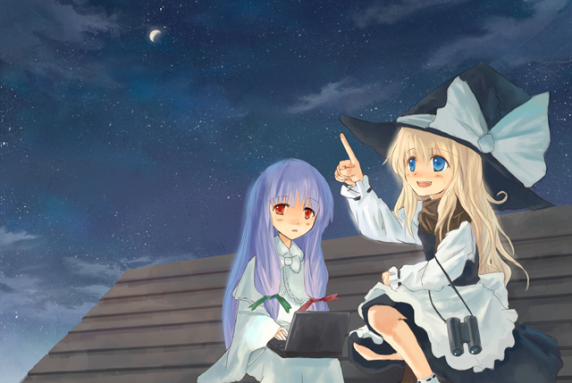 kirisame marisa and patchouli knowledge (touhou) drawn by tes_(unpre)