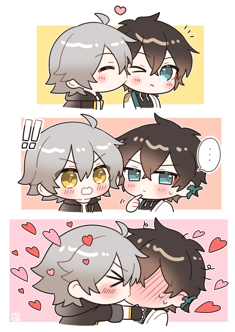 trailblazer, caelus, and dan heng (honkai and 1 more) drawn by jaku_711