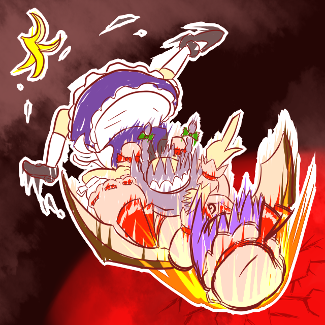 remilia scarlet and izayoi sakuya (touhou) drawn by ichizen_(watakku)