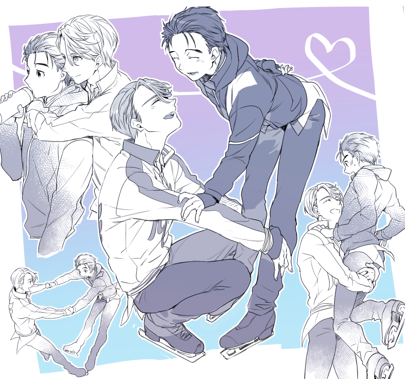 katsuki yuuri and viktor nikiforov (yuri!!! on ice) drawn by kuroemon