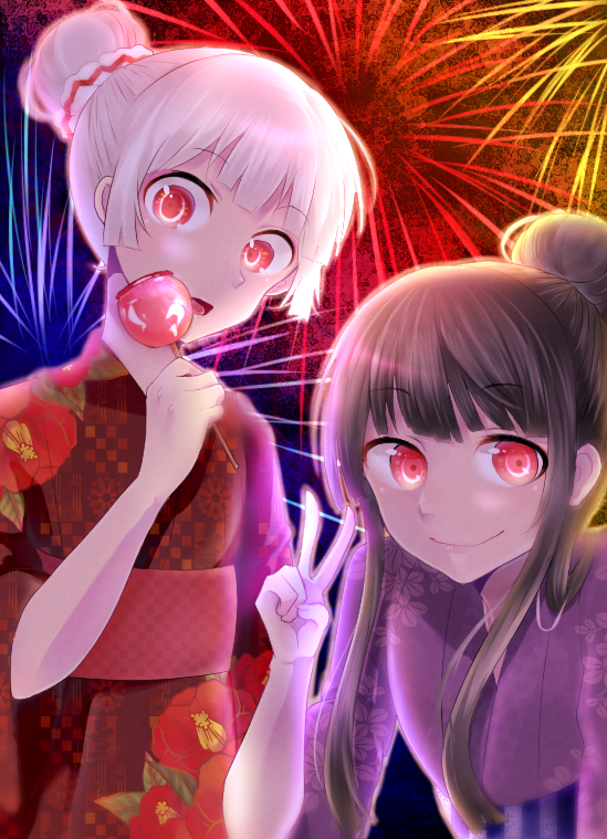 fujiwara no mokou and houraisan kaguya (touhou) drawn by hakurasoa