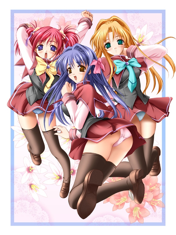 shirase ui, sannomiya yukari, and kaga miaya (megami magazine and 1 more) drawn by masaharu