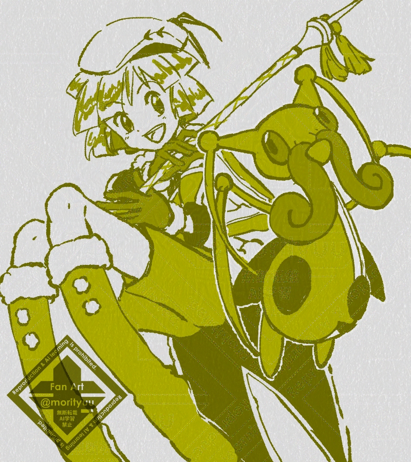 kricketune and bugsy (pokemon and 1 more) drawn by morityuu